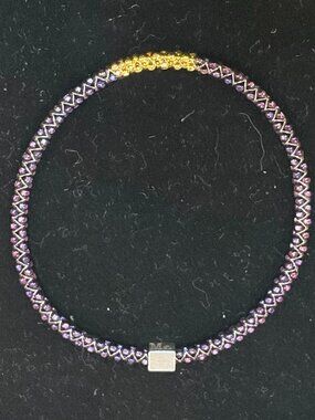 Mignon Faget Halo Bangle, Faceted, Purple and Gold, Size M